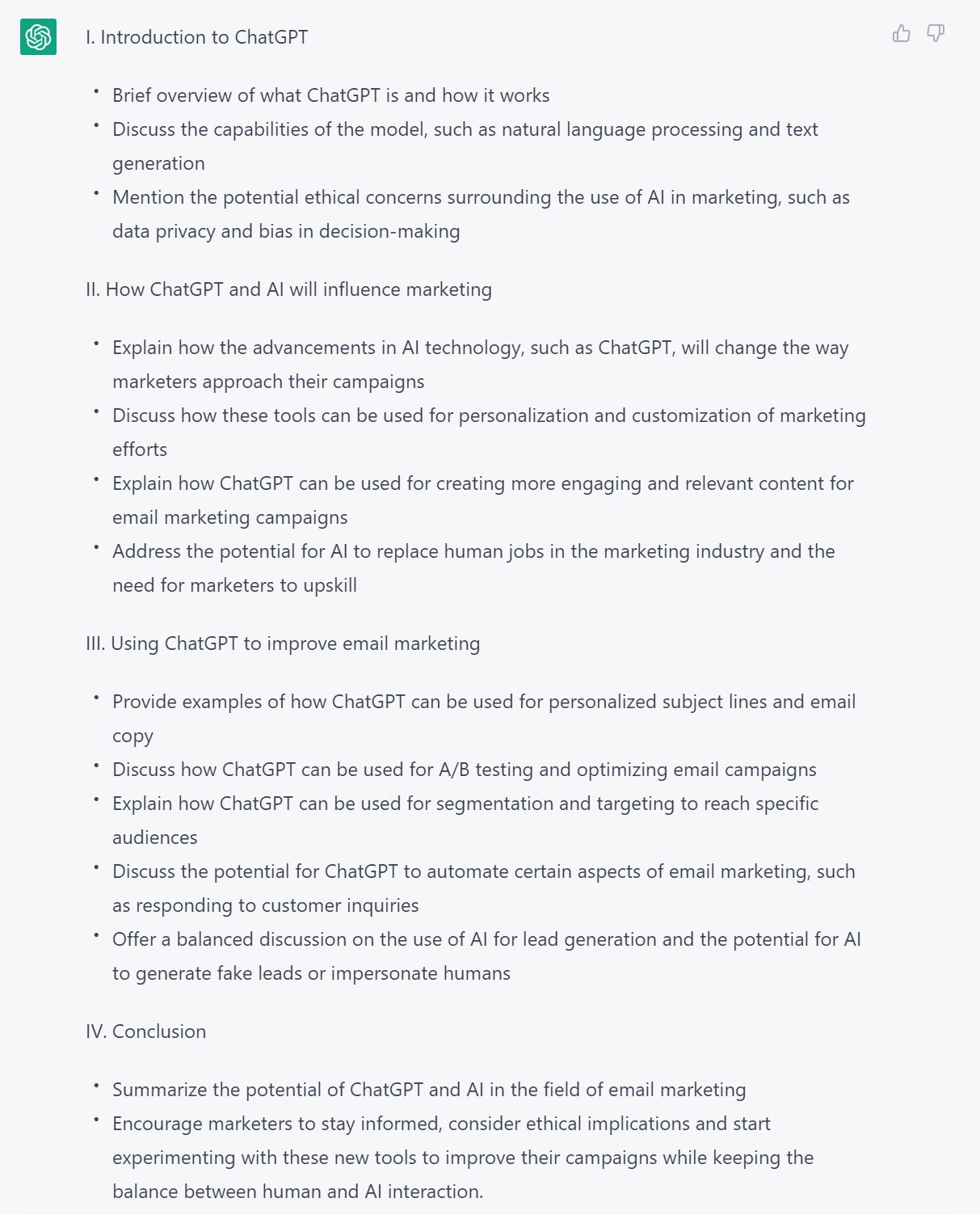 ChatGPT blog outline second version