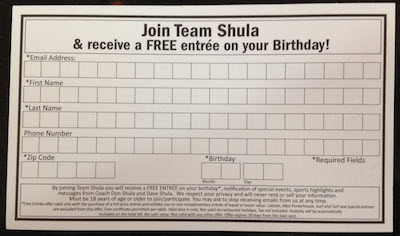 Shula Email Sign Up
